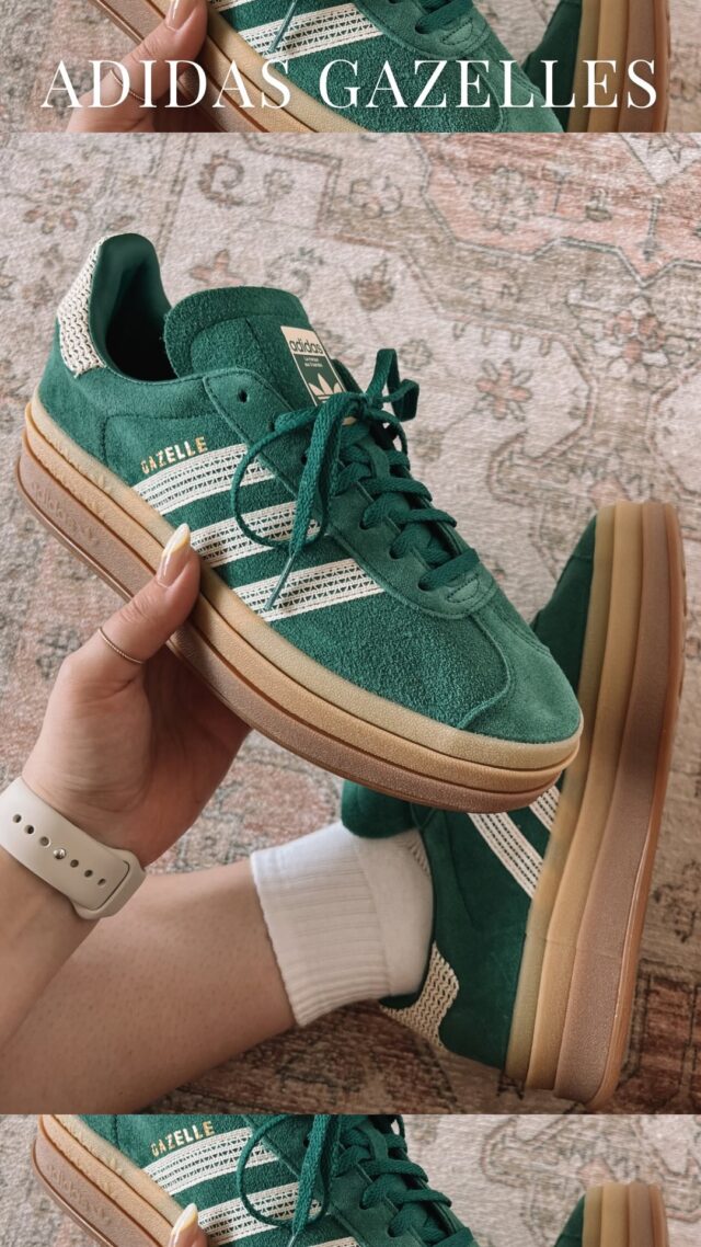 Say “GAZELLE” to have links to shop sent to your DMs! Got 12K steps in these yesterday and they’re so comfy! I love that the dark green adds a pop of color, but also goes with everything 🥦✨

__________

Adidas gazelle bold sneakers, colorful sneakers, spring summer fashion trends
.
.
.
#adidas #adidasgazelle #springshoes #adidassneakers #springfashiontrends #summerfashiontrends