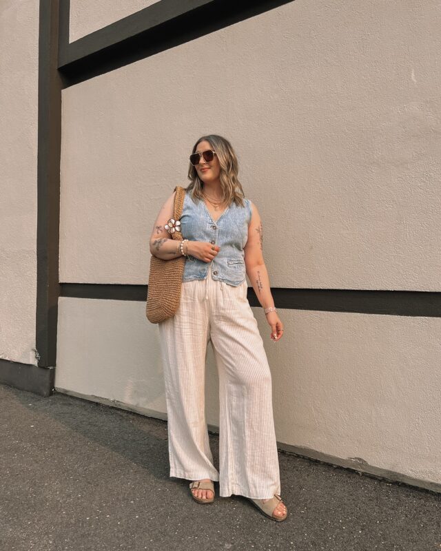 Golden hour glow ☀️ Say “DETAILS” to have outfit links sent to your DMs!

__________

Midsize summer outfits, summer ootd, denim vest, wide leg linen pants, summer vibes, size 12, midsize fashion 
.
.
.
#midsizefashion #summeroutfitideas #summerootd #summeroutfit #streetstyle #goldenhour #denimvest #linenpants #oldnavystyle #size12 #midsizestyle #midsizeoutfits